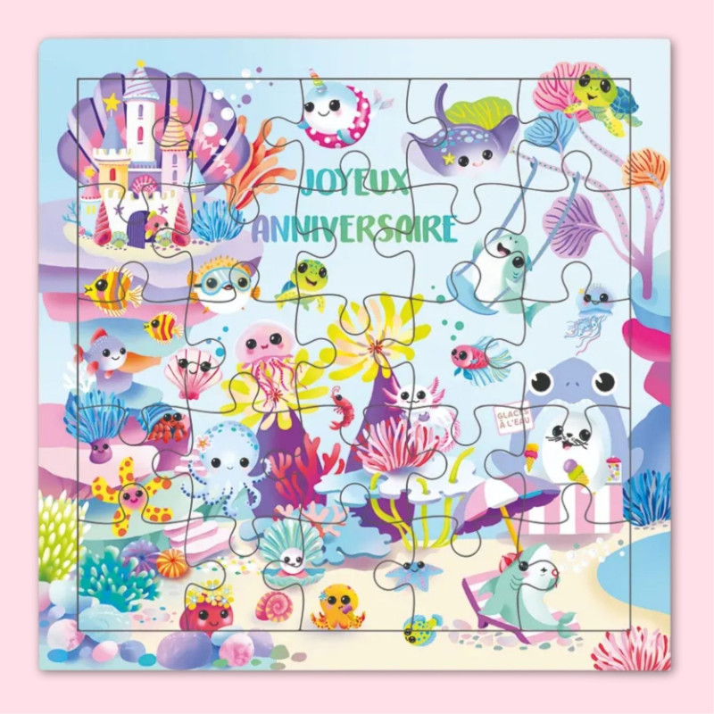 CARTE PUZZLE JOYEUX ANNIVERSAIRE KAWAI