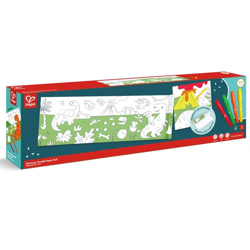 Rouleau à dessin et feutres - dinosaure - Hape