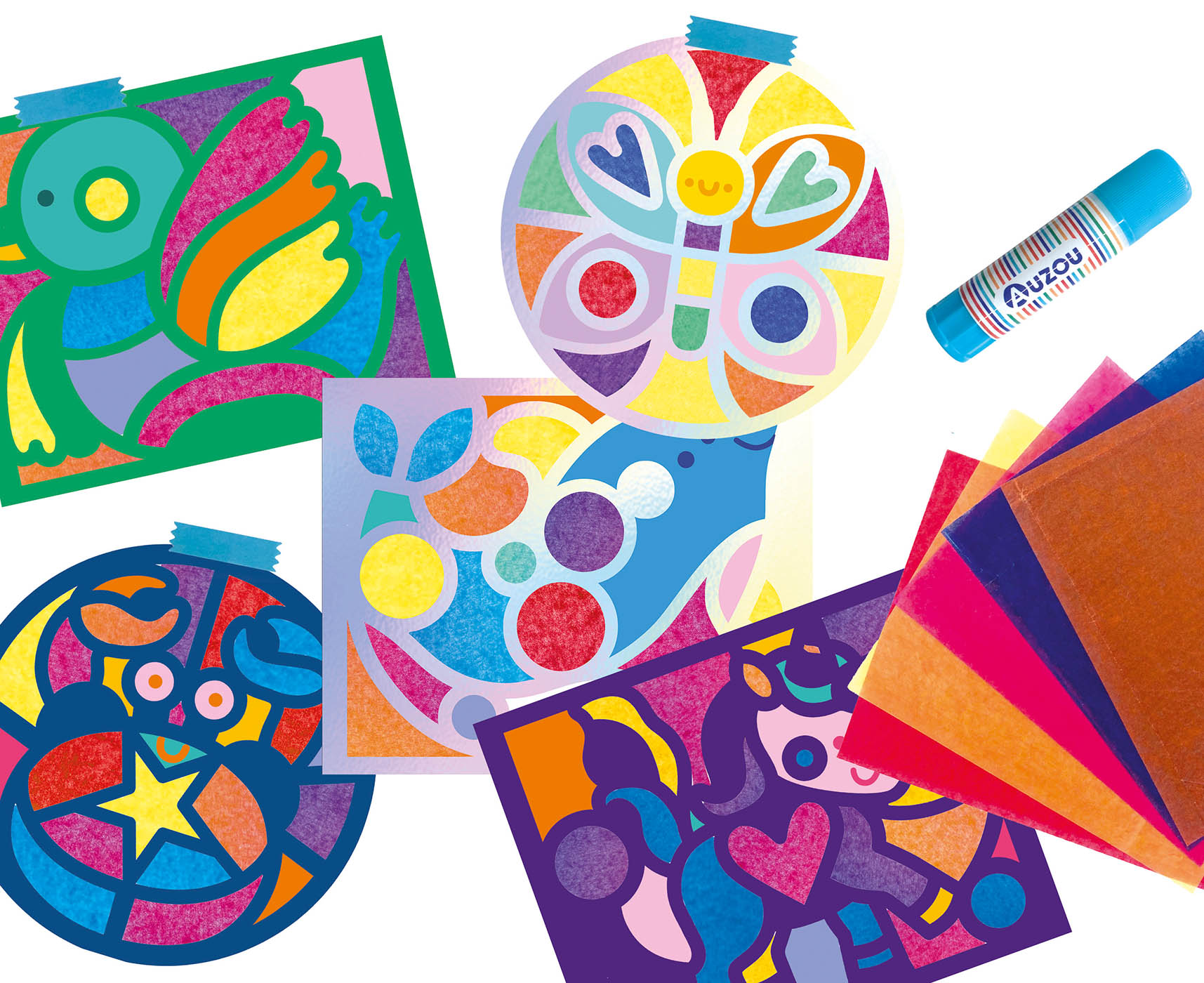Mon coffret d'artiste - Animaux en vitrail - Auzou