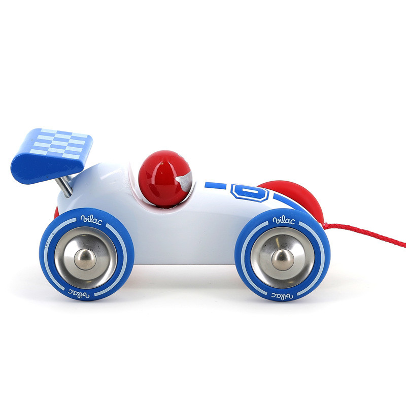 Voiture de course à trainer blanche – Vilac