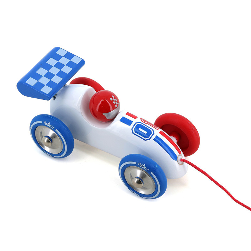 Voiture de course à trainer blanche – Vilac