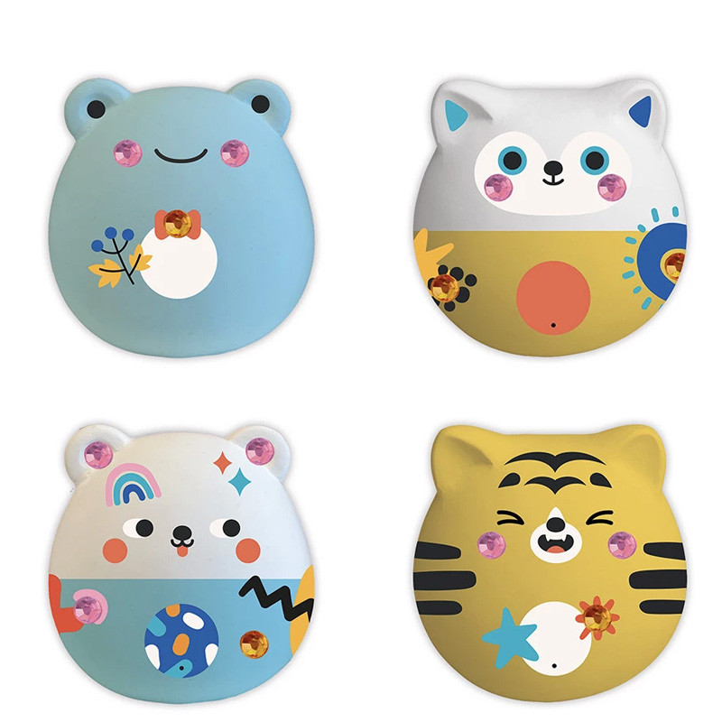 4 FIGURINES PLATRE A DECORER - ANIMAUX - Janod