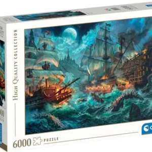 Puzzle-pirate-bateau-bataille-navale-nuit-6000-pièces-adulte-kidulte-kraken-Jeux-reves-et-jouets