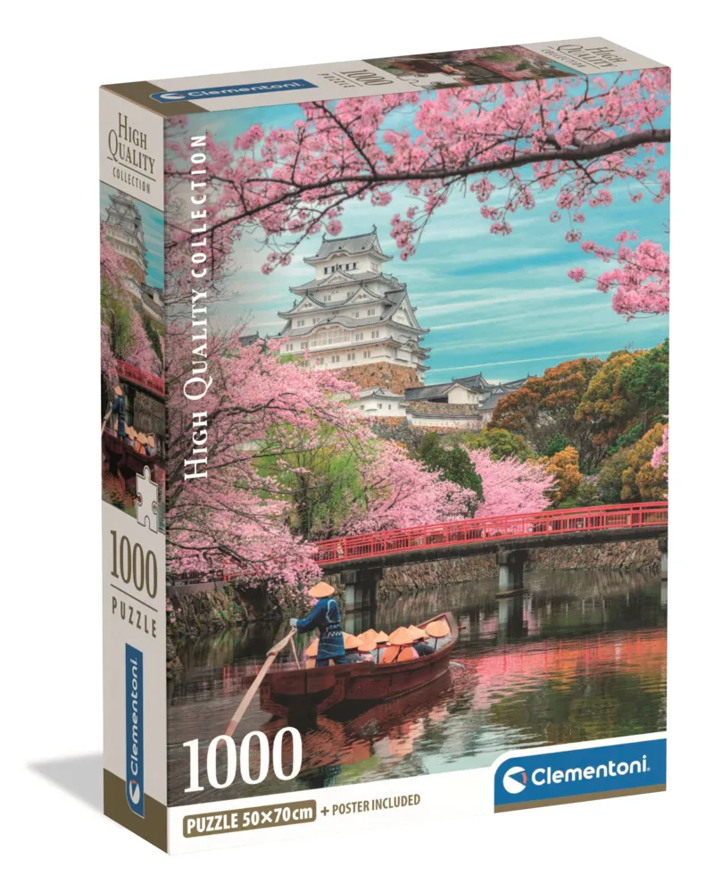 Puzzle-1000-pièces-clementoni-chateau-de-himeji-japon-fleur-cerisier-jeux-reves-et-jouets