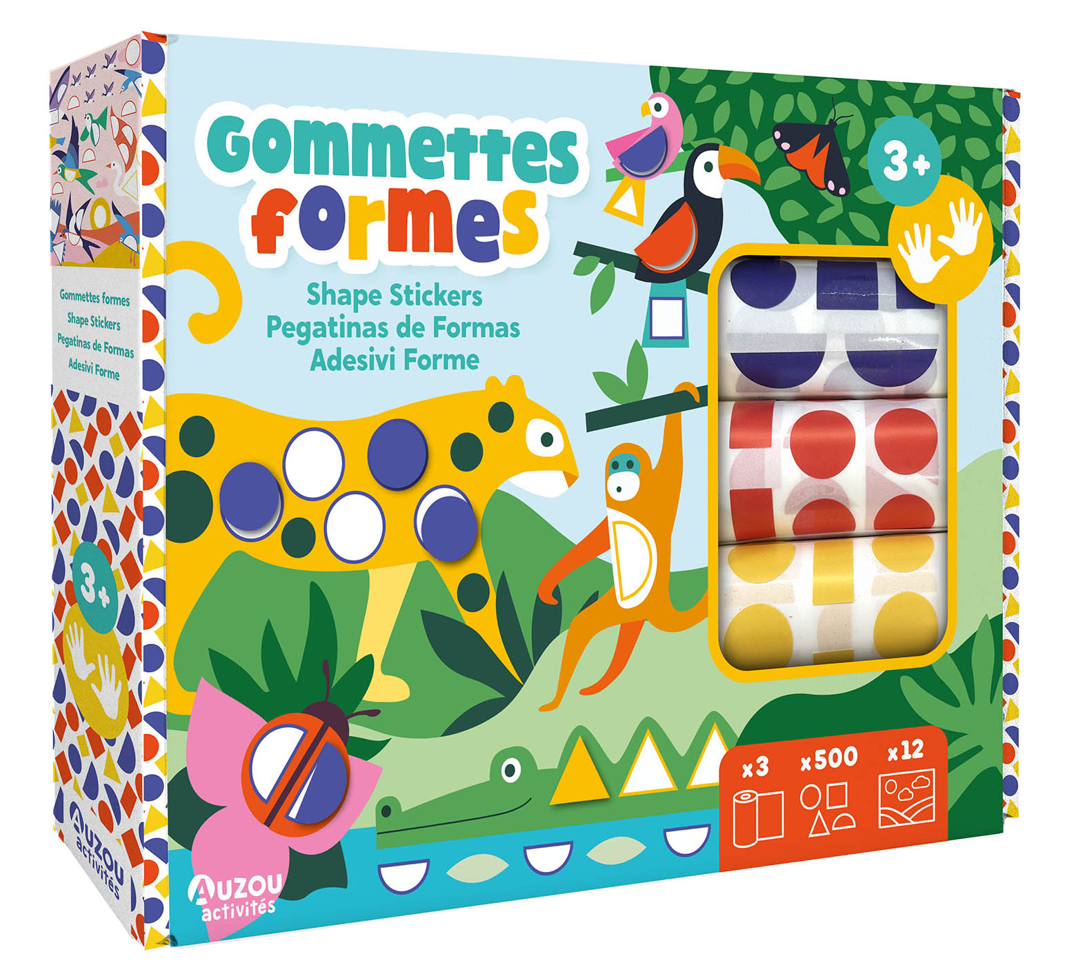 Gommettes formes - 3 rouleaux de 500 gommettes - Auzou