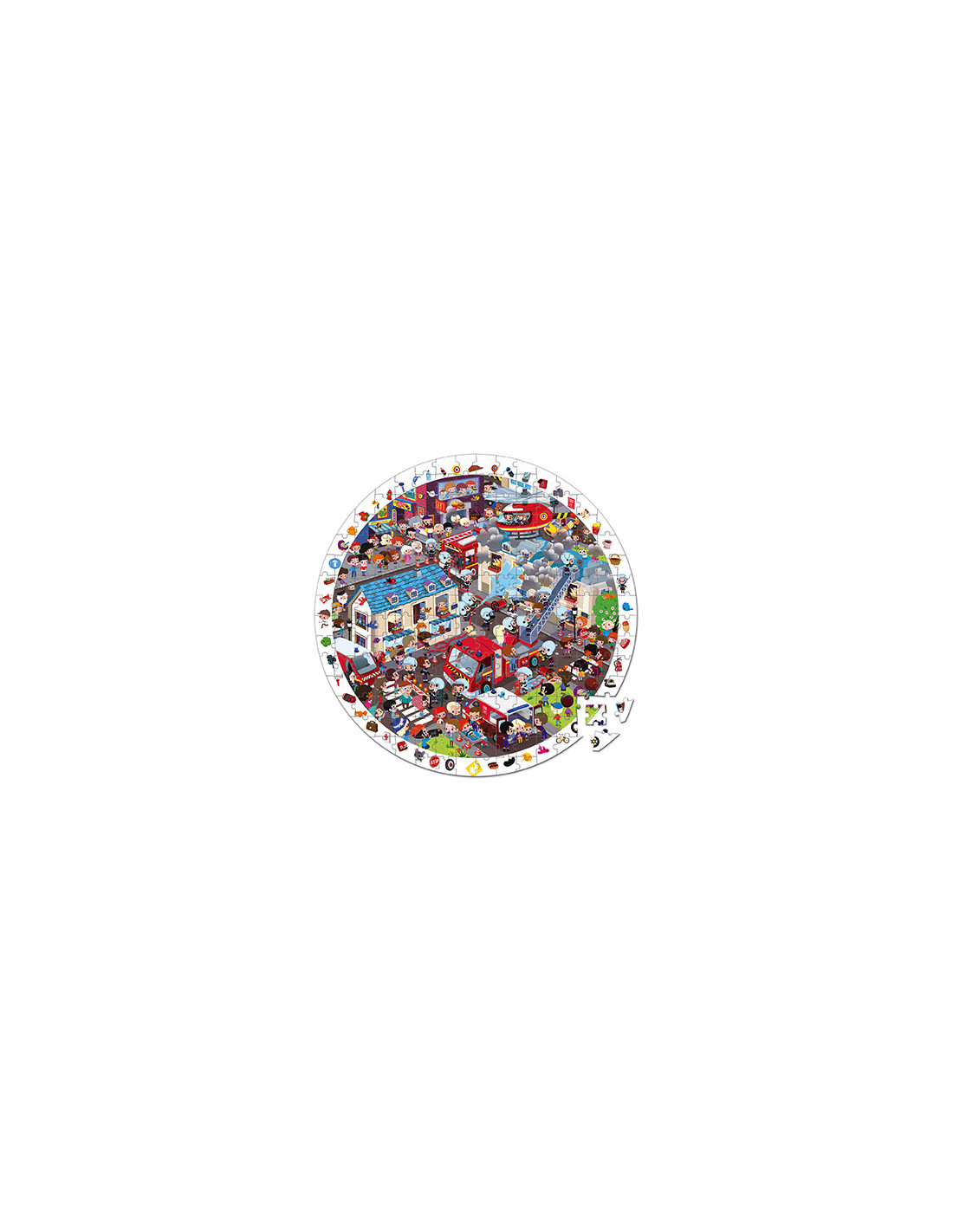PUZZ OBSERVATION ROND POMPIERS - 208 PCS - Janod