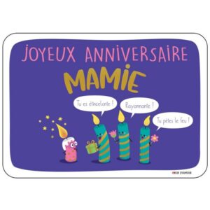 CARTE POSTALE JOYEUX ANNIVERSAIRE MAMIE + ENVELOPPE