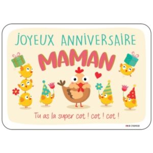 CARTE POSTALE JOYEUX ANNIVERSAIRE MAMAN SUPER + ENVELOPPE