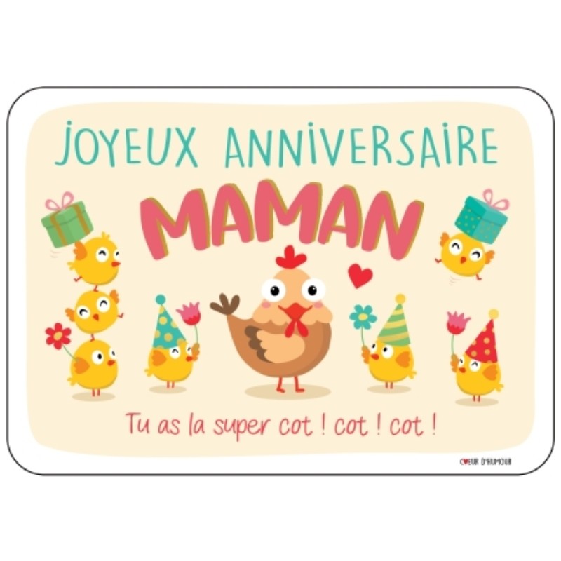 CARTE POSTALE JOYEUX ANNIVERSAIRE MAMAN SUPER + ENVELOPPE