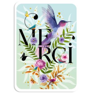 CARTE POSTALE MERCI + ENVELOPPE