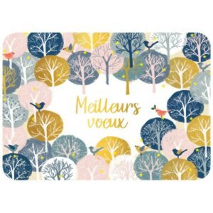 CARTE POSTALE MEILLEURS VOEUX FORET + ENVELOPPE