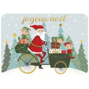 CARTE POSTALE PERE NOËL A VELO + ENVELOPPE