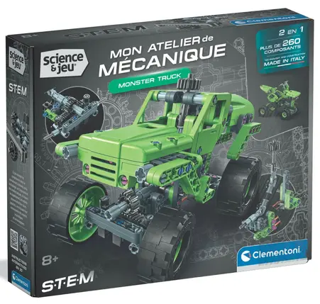 monster-trucks-4x4-construction-sciences-et-jeu-mécanique-pignon-véhicule-vert-2en1-jeux-reves-et-jouets