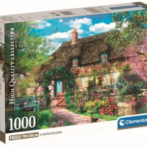 Puzzle-1000-pièces-clemetoni-the-old-cottage-maison-campagne-fleurs-kidulte-jeux-reves-et-jouets