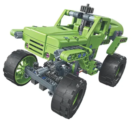 monster-trucks-4x4-construction-sciences-et-jeu-mécanique-pignon-véhicule-vert-2en1-jeux-reves-et-jouets