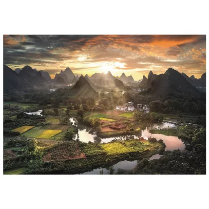 Puzzle-2000-pièces-chine-china-paysage-montage-couché-de-soleil-rizières-clementoni-kidulte-jeux-reves-et-jouets