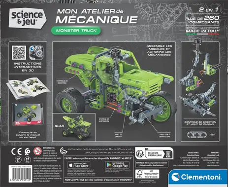 monster-trucks-4x4-construction-sciences-et-jeu-mécanique-pignon-véhicule-vert-2en1-jeux-reves-et-jouets