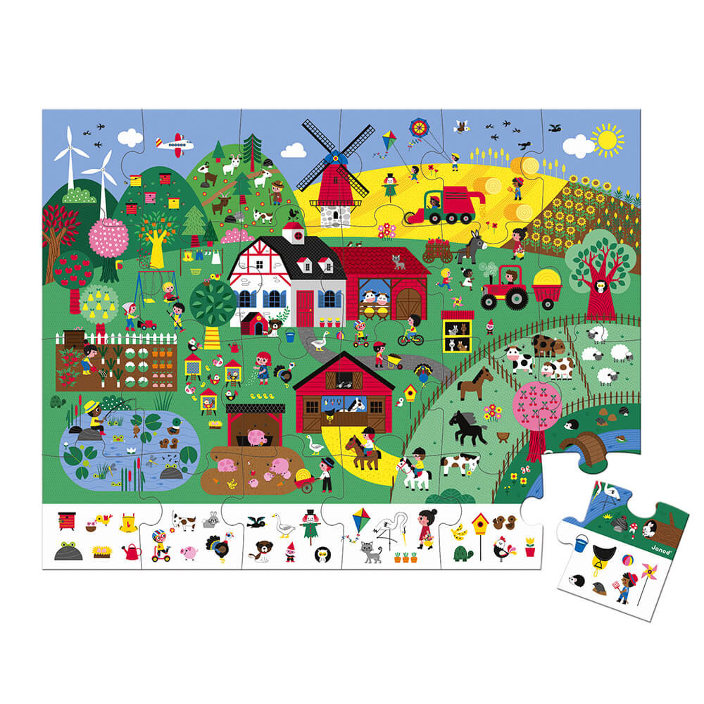 Puzzle 24 pièces observation la ferme - Janod