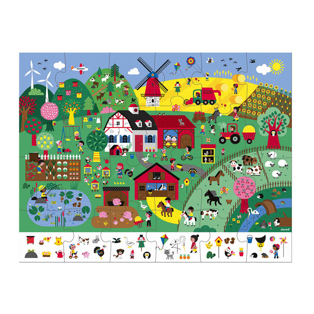 Puzzle 24 pièces observation la ferme - Janod