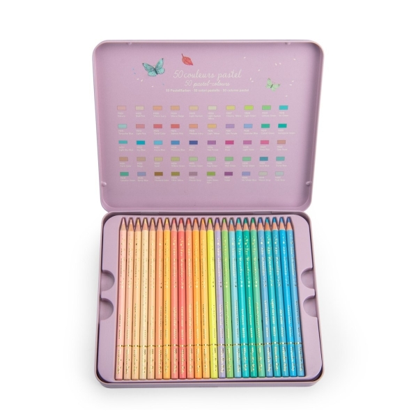 Boîte métal 50 crayons pastels - Les Rosalies - Moulin Roty – Image 4