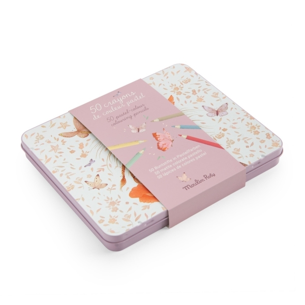 Boîte métal 50 crayons pastels - Les Rosalies - Moulin Roty – Image 6