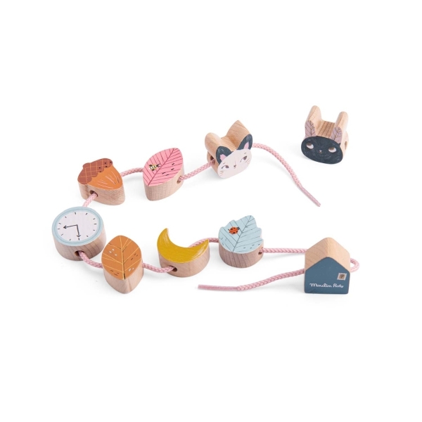 Jeu de perles en bois à enfiler Après la pluie - Moulin Roty – Image 3