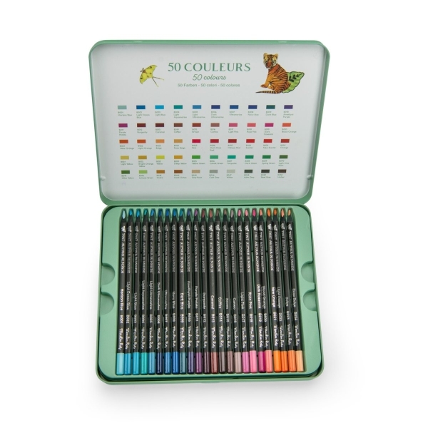 Boîte métal 50 crayons de couleur - Tout autour du monde - Moulin Roty – Image 4