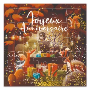 CARTE PUZZLE JOYEUX ANNIVERSAIRE ANIMAUX DE LA FORET
