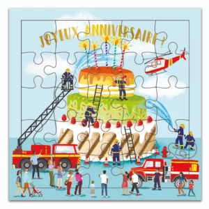 CARTE PUZZLE POMPIERS