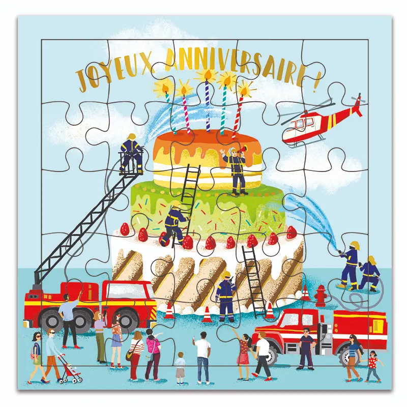 CARTE PUZZLE POMPIERS