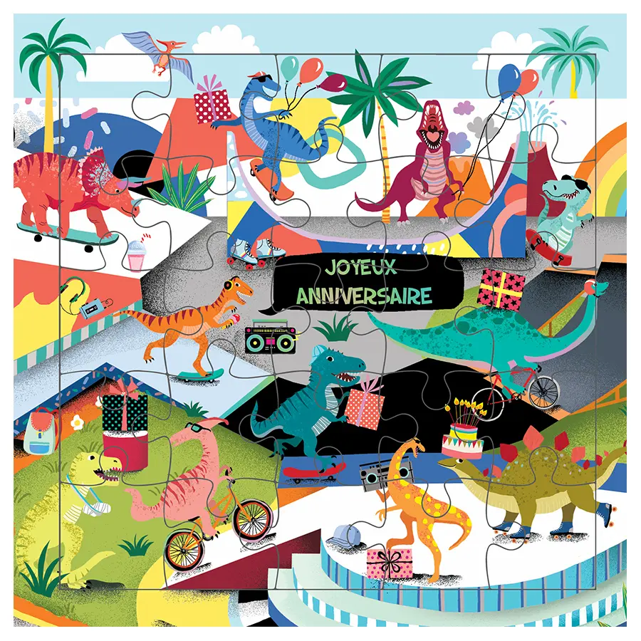 CARTE PUZZLE DINOS SKATEPARK