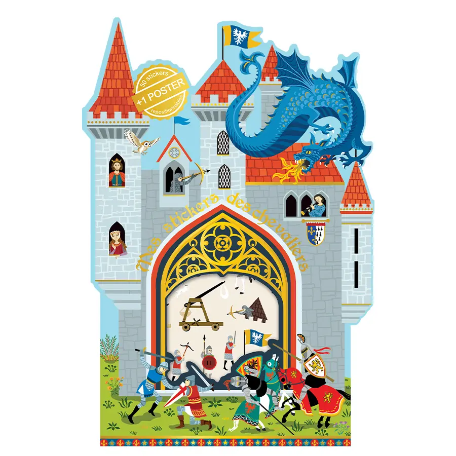 JEU STICKERS + POSTER CHEVALIERS MEDIEVAL