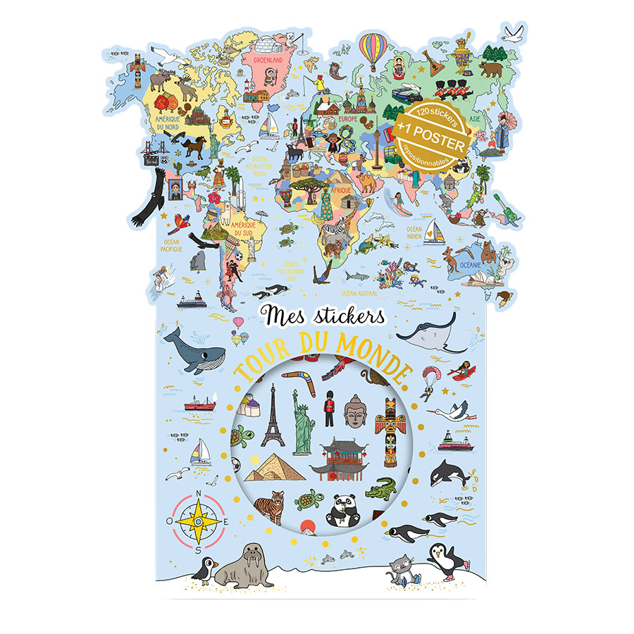 JEU STICKERS + POSTER MAPPEMONDE