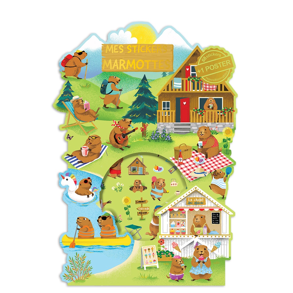 JEU STICKERS + POSTER MARMOTTES ÉTÉ