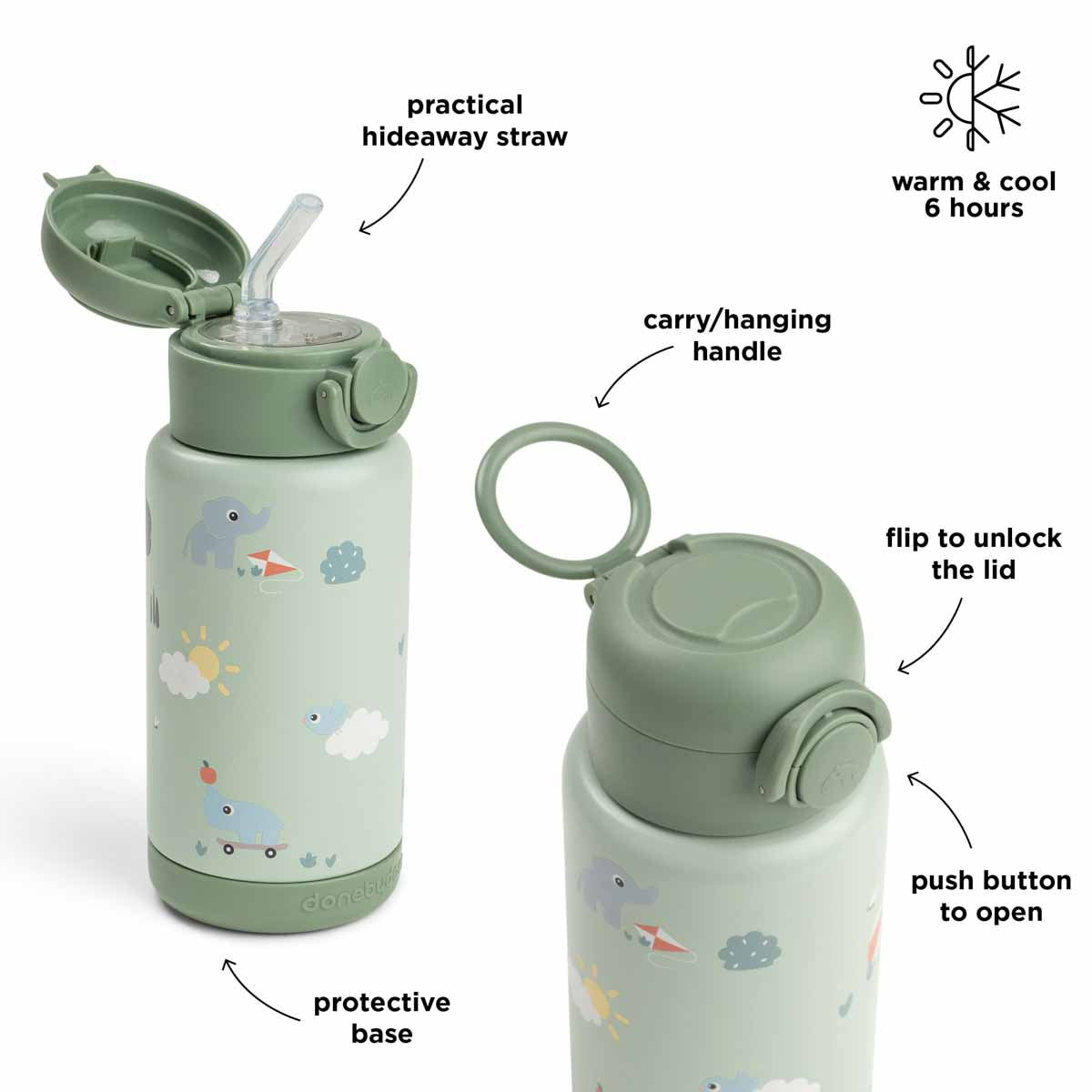 Gourde isotherme avec paille intégrée - Done by Deer – Image 2