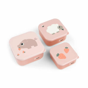 boîte à goûter lot de 3 - tiny farm - rose - Done by Deer