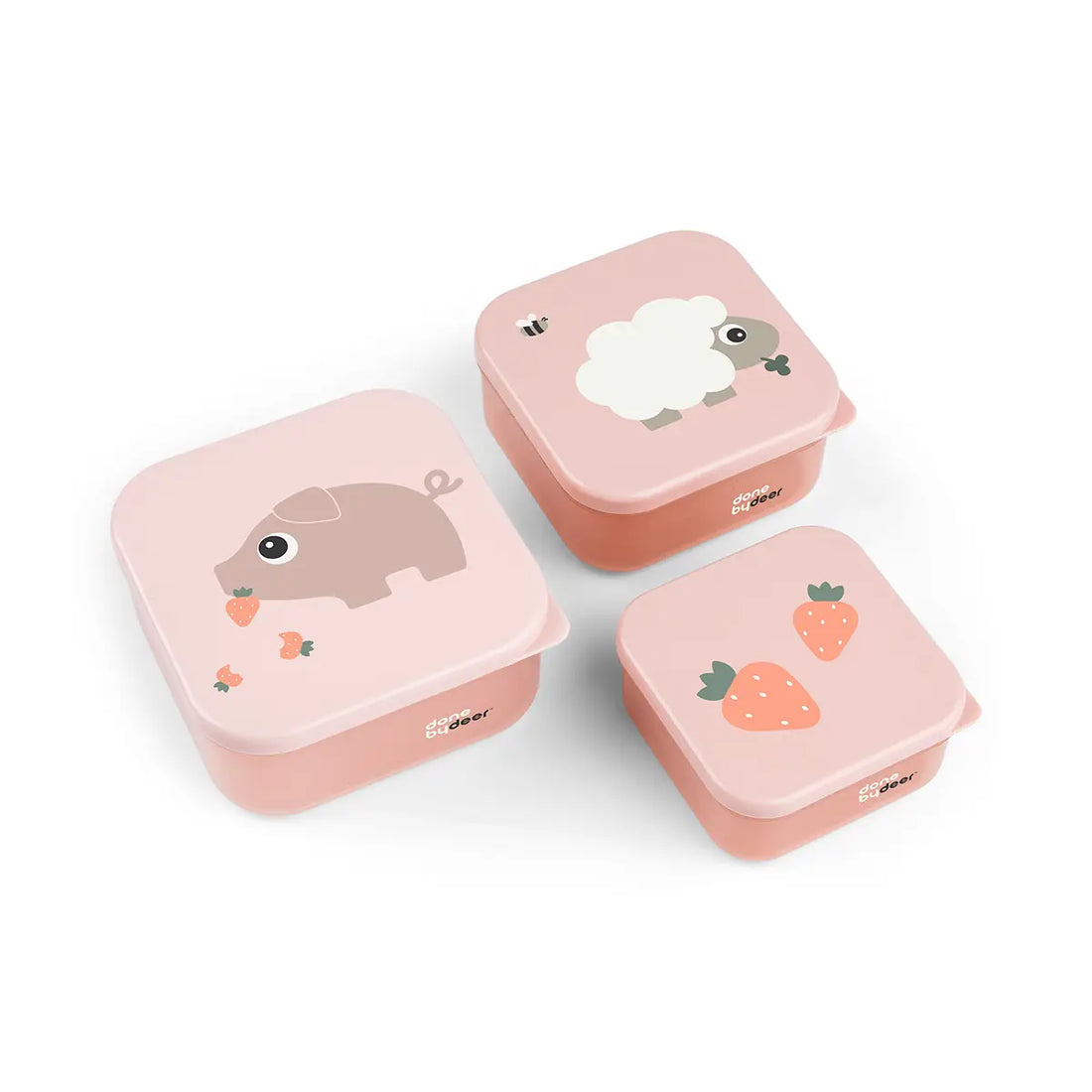 boîte à goûter lot de 3 - tiny farm - rose - Done by Deer