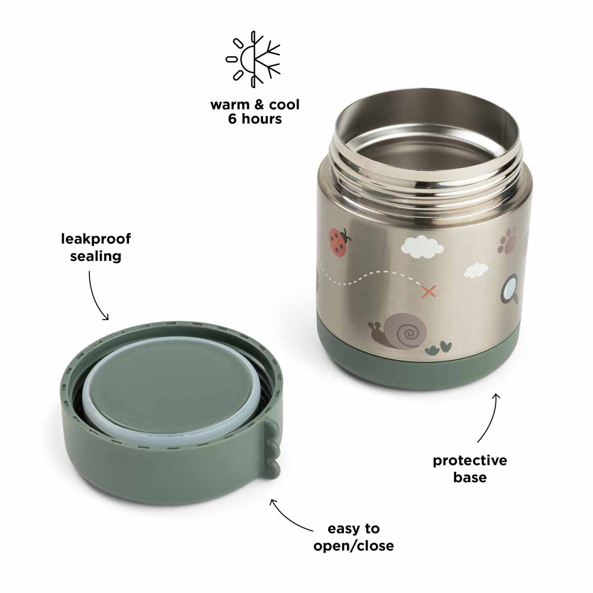 Boîte repas isotherme Tiny trails Vert 300 ml - Done by Deer – Image 2