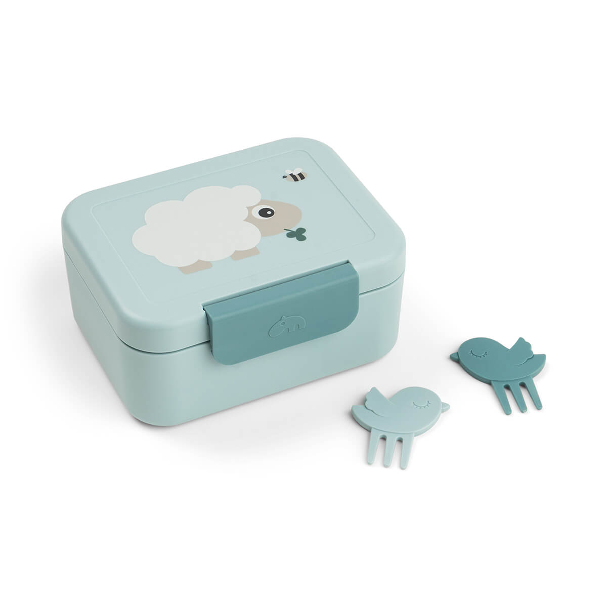 Boîte à goûter PM avec piques snacks Tiny farm Bleu - Done by Deer