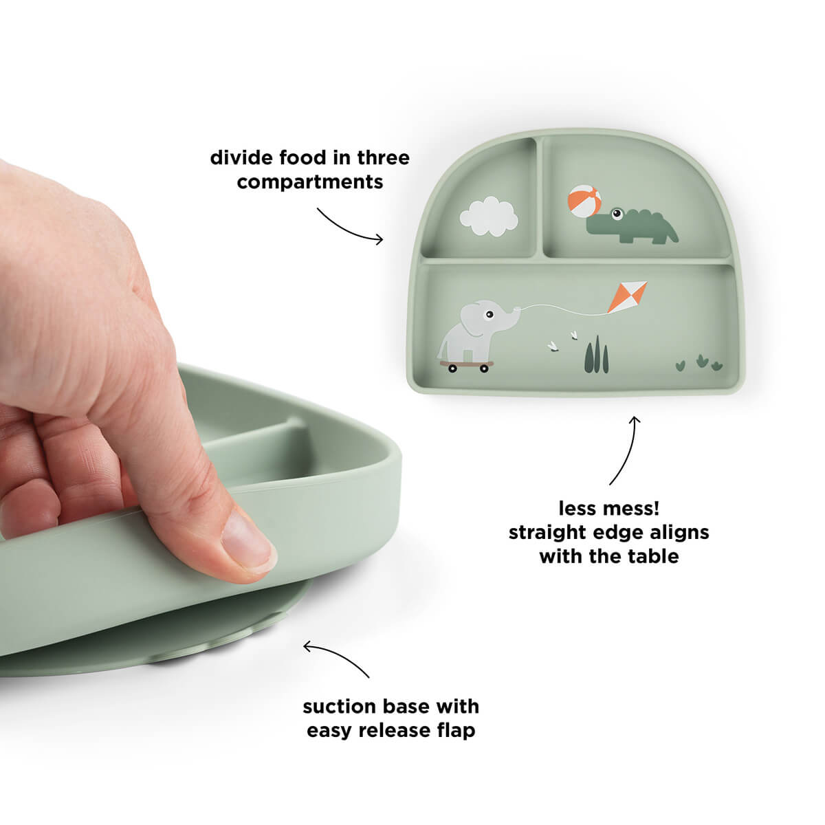 Assiette à compartiments Stick&Stay - Playground - Vert - Done by Deer – Image 2