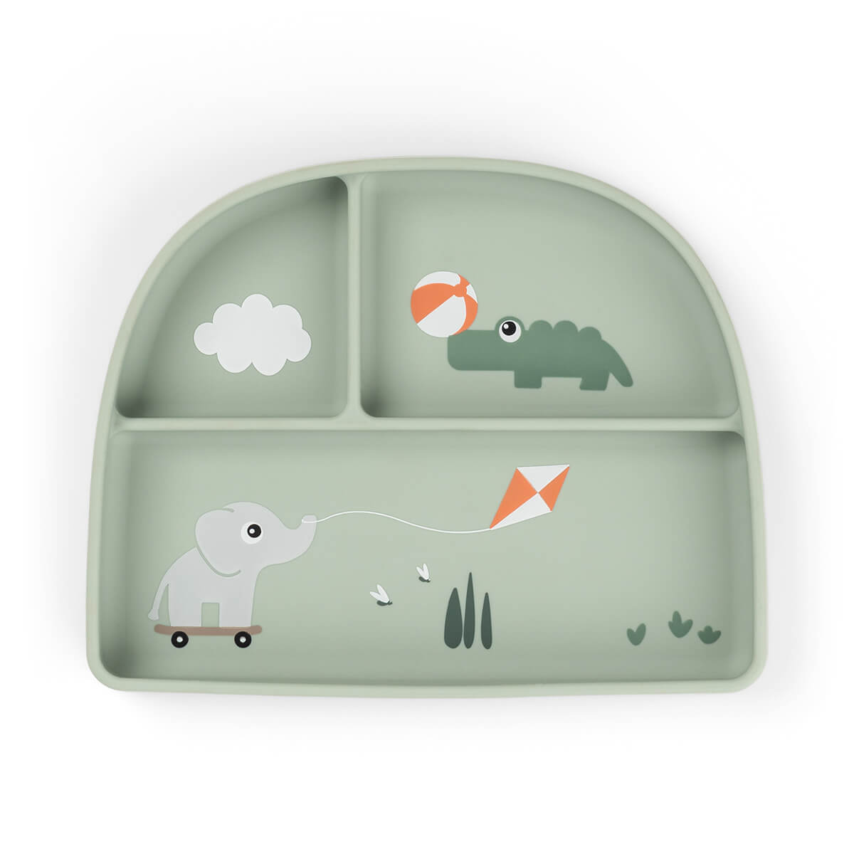 Assiette à compartiments Stick&Stay - Playground - Vert - Done by Deer