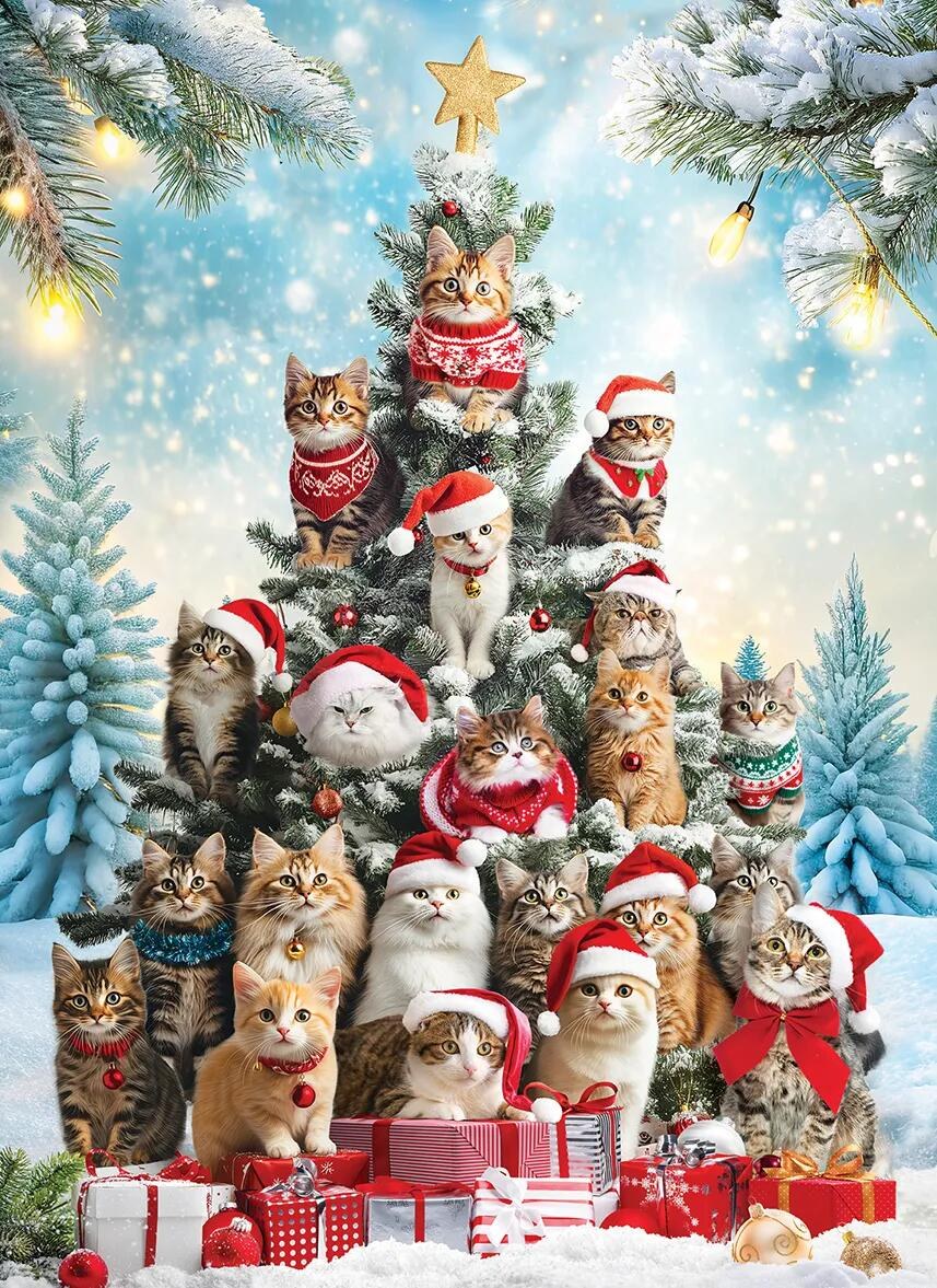 PUZZLE 1000P SAPIN DE NOEL DES CHATS - EUROGRAPHICS