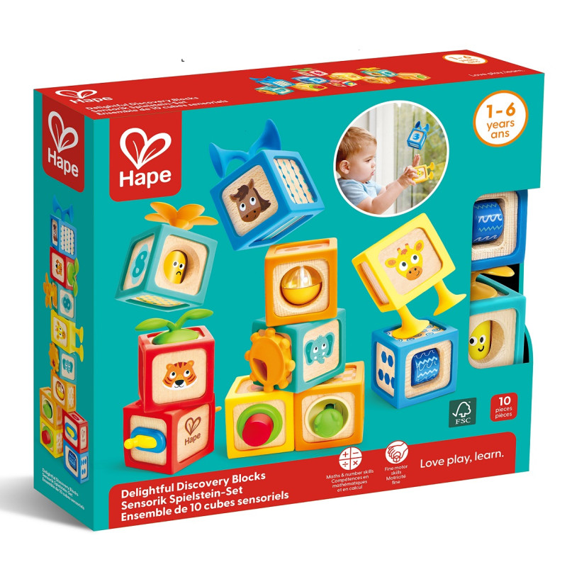 Ensemble de 10 cubes sensoriels - Hape