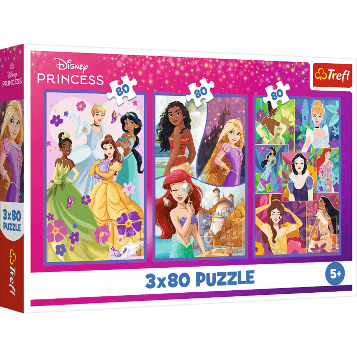 Coffret 3 puzzles de 80 pièces – Princesses Disney – Trefl