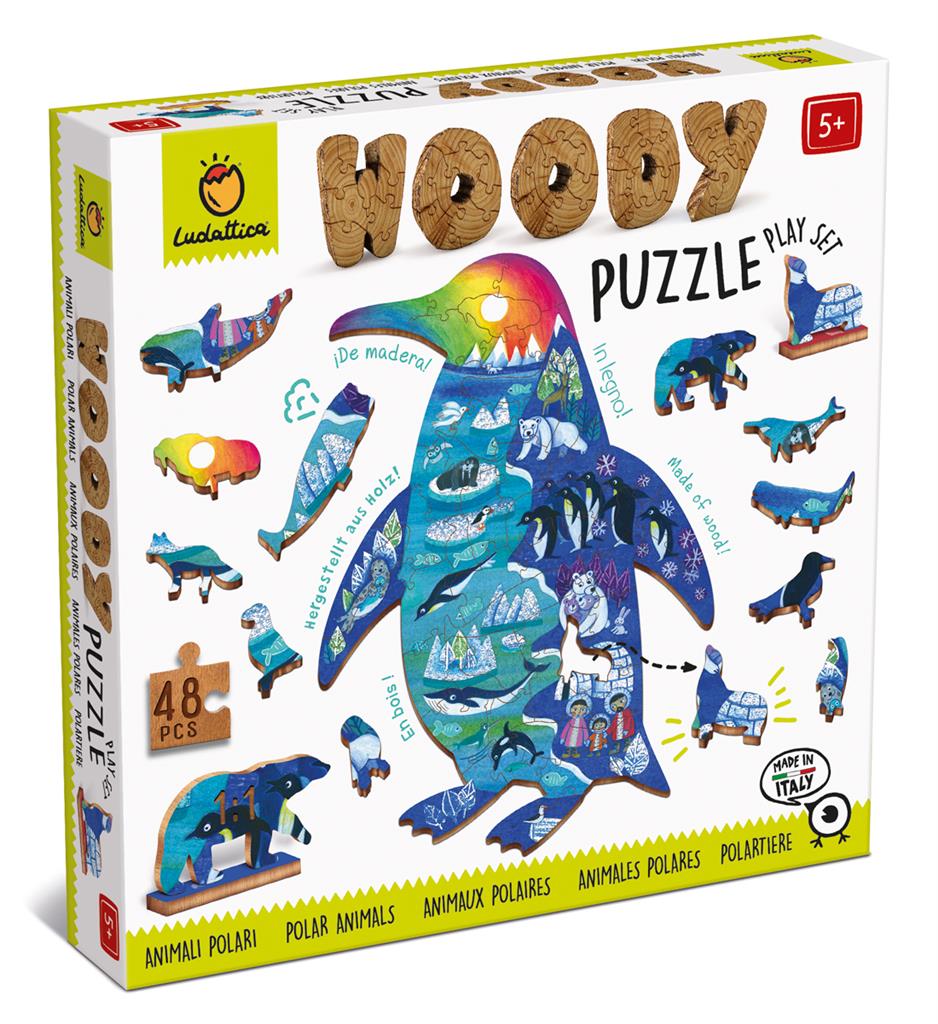Woody Puzzle Animaux Polaires – 48 pièces en bois – Ludattica