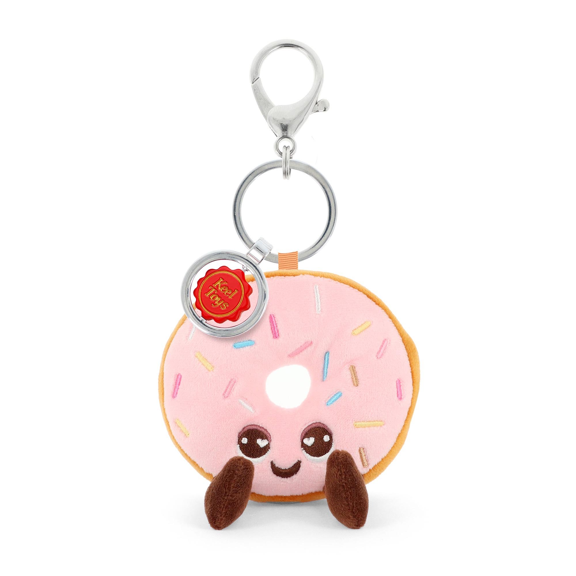 Porte-clés peluche Donut rose – KeelEco – 12 cm