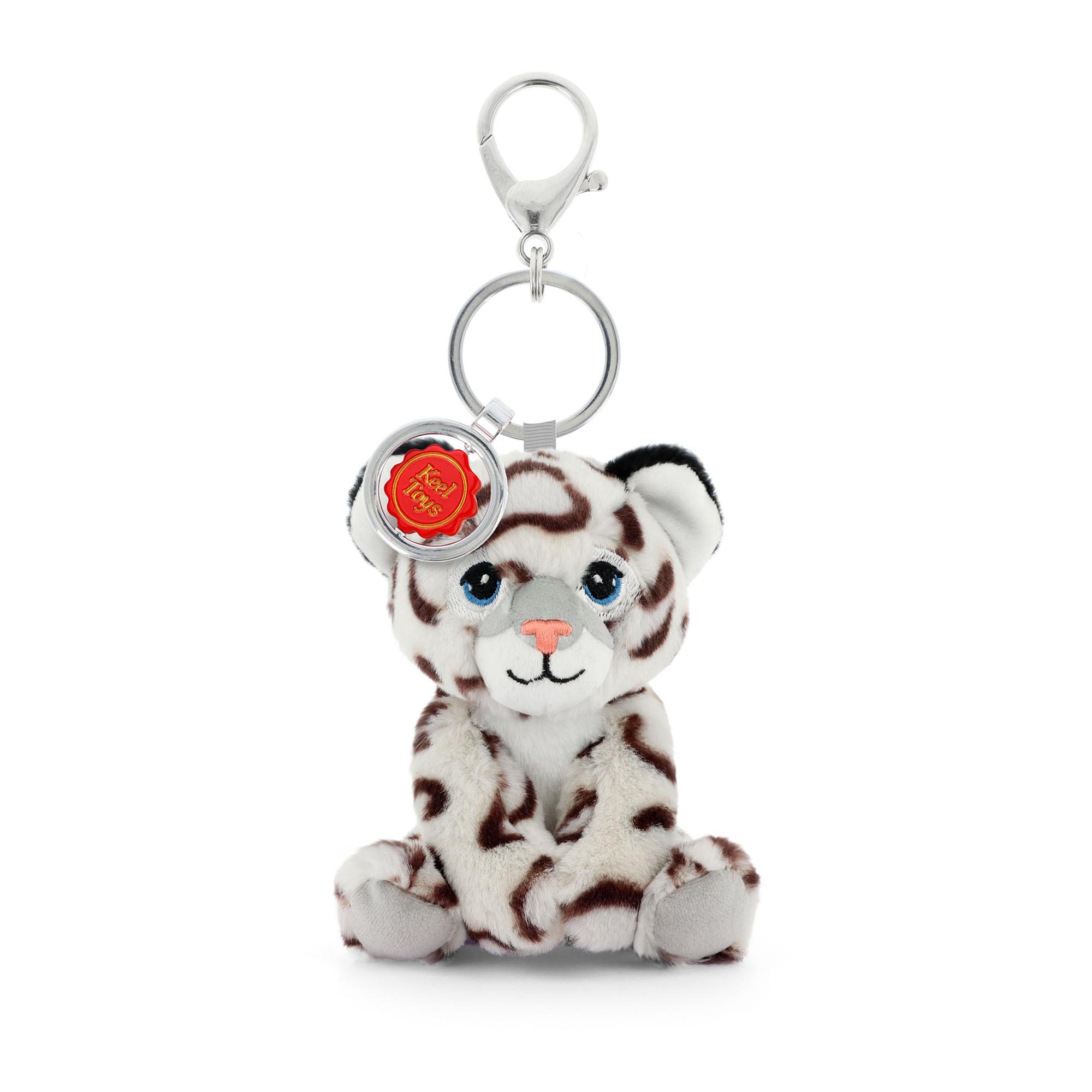 Porte-clés peluche Léopard des neiges – KeelEco – 12 cm
