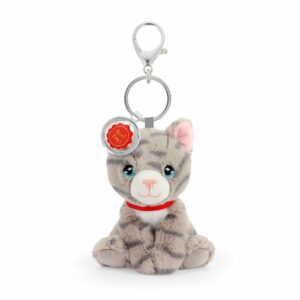 Porte-clés peluche Chat gris – KeelEco – 12 cm