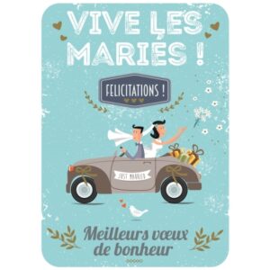 Cartes d’Art – Carte Vive les mariés avec enveloppe