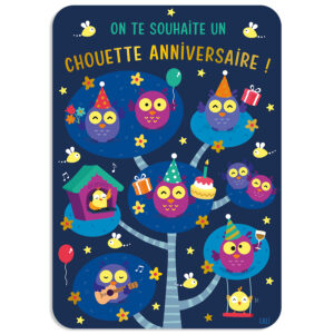 Cartes d’Art – Carte Chouette anniversaire avec enveloppe